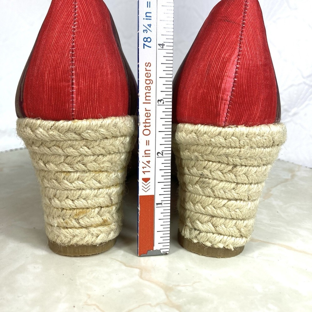 Soft Style Striped Espadrille Wedge Pump Women 8.5 Pink Red Coastal Comfort New - Picture 11 of 14